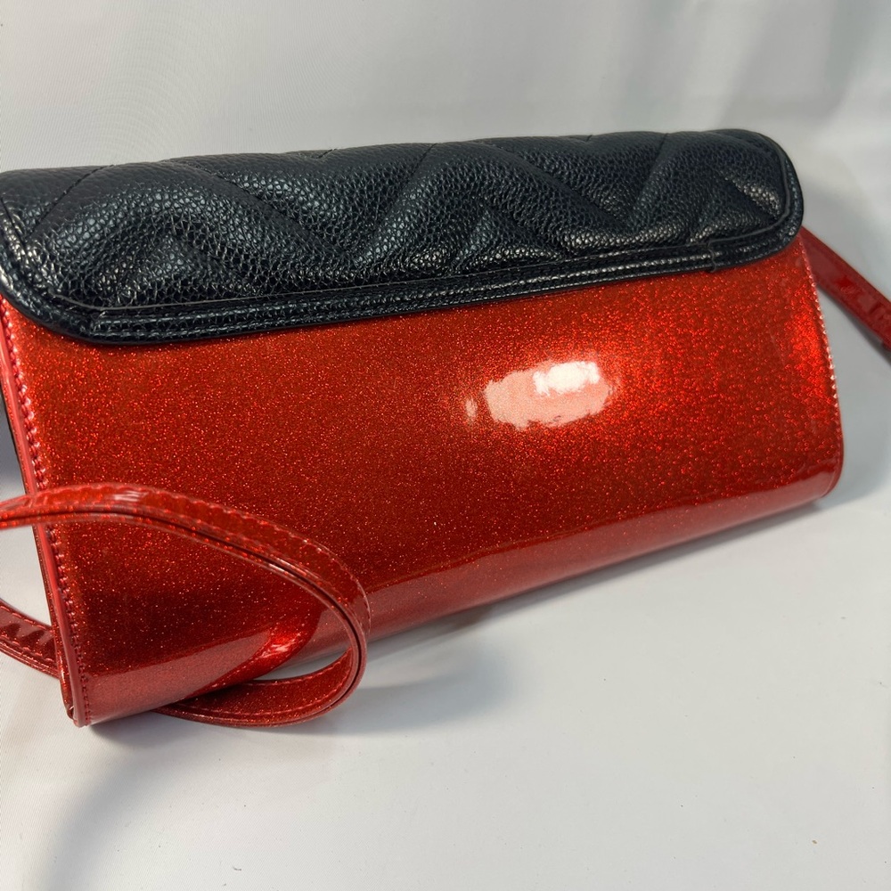 Lux De Ville Red Vinyl Purse Crossbody Pin Up Rockabilly Hot Rod Retro Handbag - Picture 3 of 7
